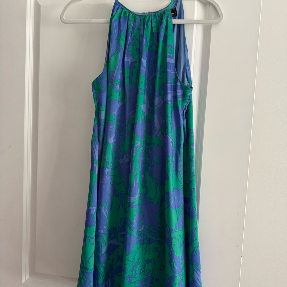 Sam Edelman, blue and green shift dress size small.